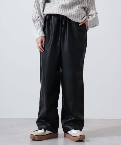 【セール】SUGGESTION ワイドパンツ(合成皮革)(その他パンツ)|SUGGESTION(サジェッション) 【セール】SUGGESTION ワイドパンツ(合成皮革)(その他パンツ)|SUGGESTION(サジェッション)