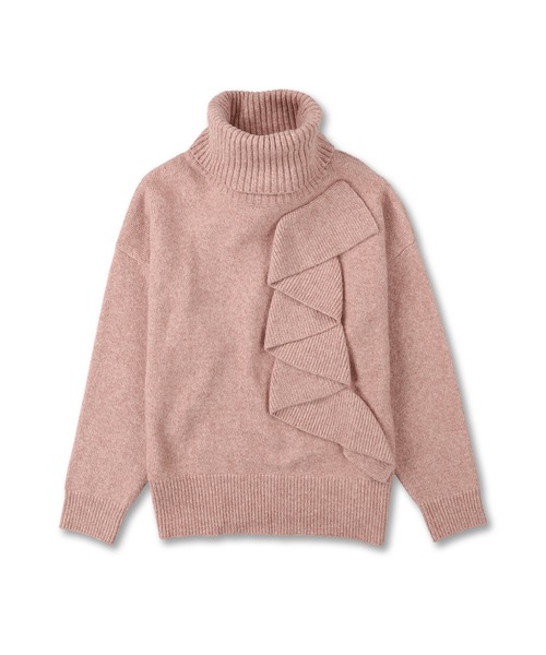 Re.Verofonna（ヴェロフォンナ）の「ワンサイドフリルオフタートルプルオーバー（ニット/セーター・レディース・ホワイト/チャコールグレー/ピンク/ブラック・MEDIUM）」の4枚目の写真