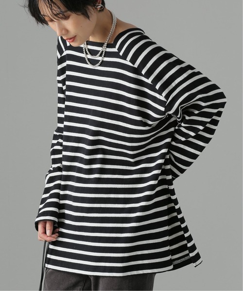 JOURNAL STANDARD（ジャーナルスタンダード）の「ボーダースクエアネックプルオーバー（Tシャツ/カットソー・レディース・ホワイト/ブラック/ブラウン・FREE）」の3枚目の写真