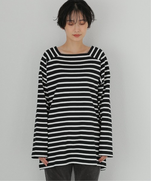 JOURNAL STANDARD（ジャーナルスタンダード）の「ボーダースクエアネックプルオーバー（Tシャツ/カットソー・レディース・ホワイト/ブラック/ブラウン・FREE）」の10枚目の写真