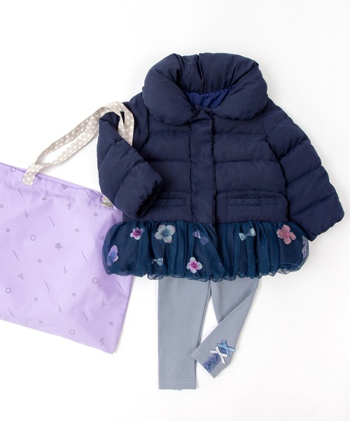 【ご予約限定】お花とリボンコート３点セット(110-130cm)