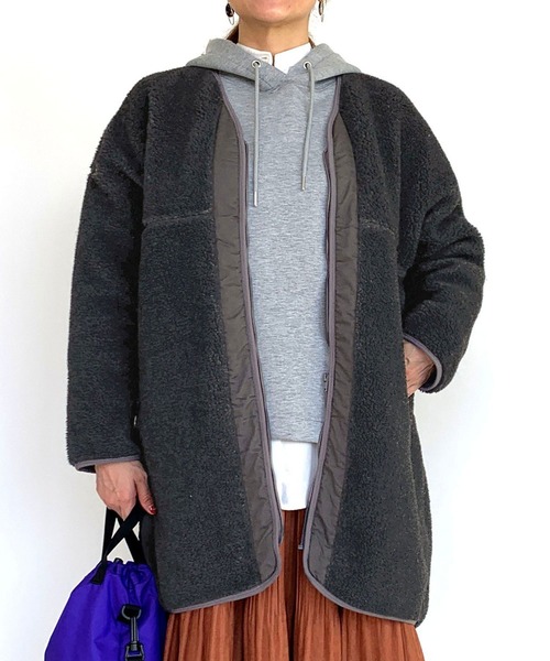 Grand PARK（グランドパーク）の「ボアノーカラーアウター（その他アウター・レディース・ホワイト/グレー・FREE）」の2枚目の写真