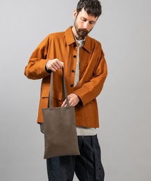 ミラノグラインレザー / フラットスクエア トートバッグ(ミディアム)