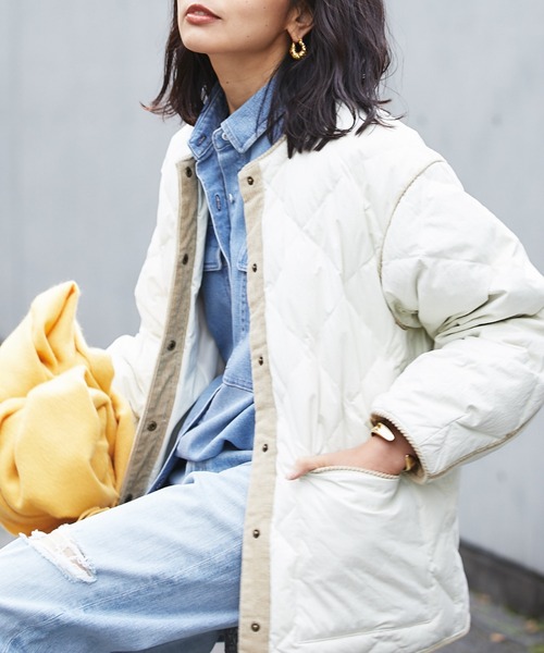 RIVE DROITE(リヴドロワ)の「羽織るだけでいつものスタイリングが新鮮に【WEB限定】キルティングジャケット(ナイロンジャケット・レディース・レッド/カーキ/ホワイト・FREE)」の16枚目の写真