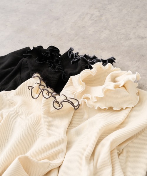 PUAL CE CIN（ピュアルセシン）の「2重襟テレコメロウロングスリーブ（Tシャツ/カットソー・レディース・ブラック系その他/ベージュ系その他/ブラック系その他2/ベージュ系その他2・FREE）」の7枚目の写真