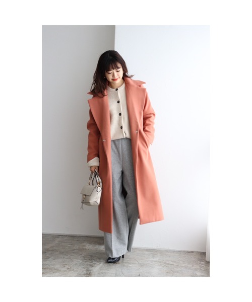 Pierrot（ピエロ）の「メルトンチェスターコート（チェスターコート・レディース・ラベンダー/アイボリー/グレイッシュベージュ/ネイビー/キャメル/ピンク系その他・S/M/L）」の6枚目の写真