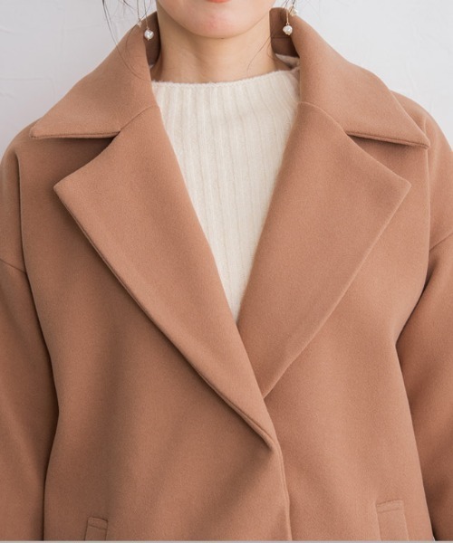 Pierrot（ピエロ）の「メルトンチェスターコート（チェスターコート・レディース・ラベンダー/アイボリー/グレイッシュベージュ/ネイビー/キャメル/ピンク系その他・S/M/L）」の12枚目の写真