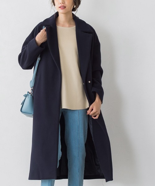 Pierrot（ピエロ）の「メルトンチェスターコート（チェスターコート・レディース・ラベンダー/アイボリー/グレイッシュベージュ/ネイビー/キャメル/ピンク系その他・S/M/L）」の17枚目の写真