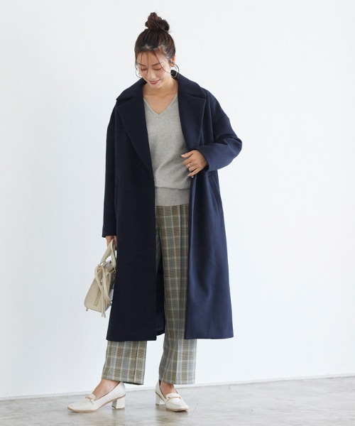 Pierrot（ピエロ）の「メルトンチェスターコート（チェスターコート・レディース・ラベンダー/アイボリー/グレイッシュベージュ/ネイビー/キャメル/ピンク系その他・S/M/L）」の21枚目の写真