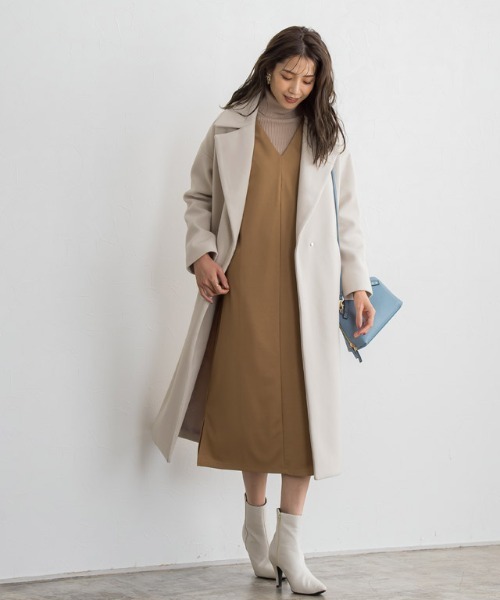 Pierrot（ピエロ）の「メルトンチェスターコート（チェスターコート・レディース・ラベンダー/アイボリー/グレイッシュベージュ/ネイビー/キャメル/ピンク系その他・S/M/L）」の11枚目の写真