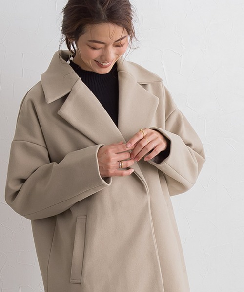 Pierrot（ピエロ）の「メルトンチェスターコート（チェスターコート・レディース・ラベンダー/アイボリー/グレイッシュベージュ/ネイビー/キャメル/ピンク系その他・S/M/L）」の18枚目の写真