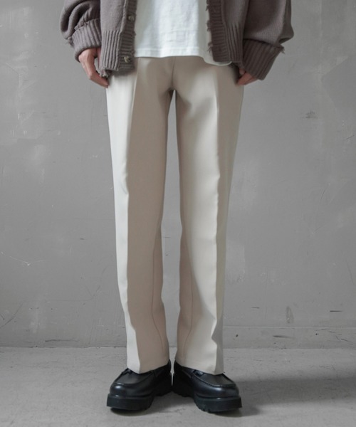 SPINNS（スピンズ）の「スリムストレート カラーパンツ（スラックス・メンズ・ブラック/ブラウン/オフホワイト/グリーン・M/L）」の2枚目の写真