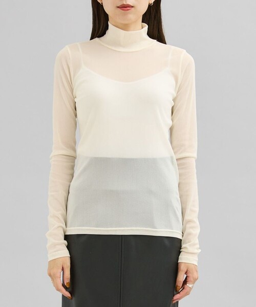 city(シティ)の「【CITY】ソフトチュールハイネックトップス(Tシャツ/カットソー・レディース・ブラック/ホワイト/カーキ・FREE)」の9枚目の写真