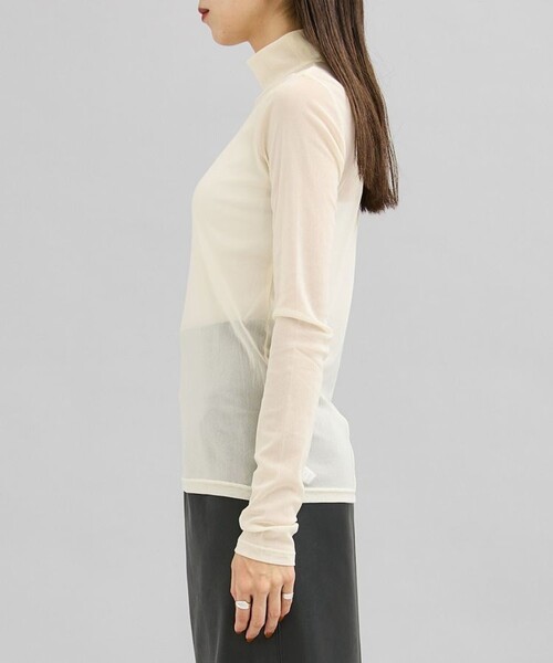city(シティ)の「【CITY】ソフトチュールハイネックトップス(Tシャツ/カットソー・レディース・ブラック/ホワイト/カーキ・FREE)」の10枚目の写真