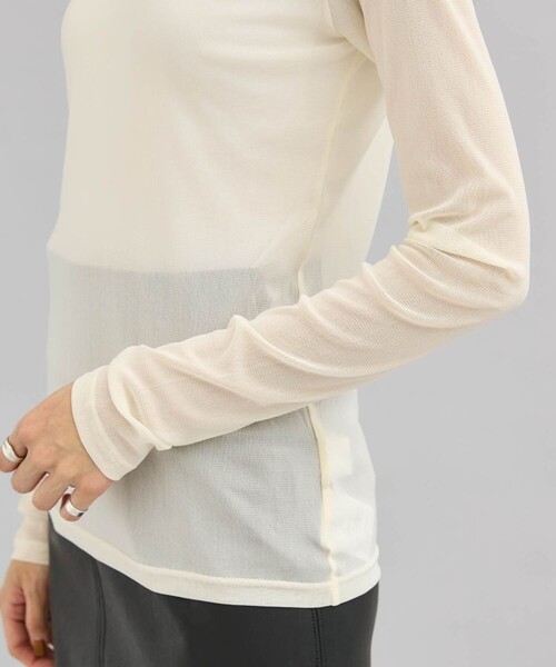city(シティ)の「【CITY】ソフトチュールハイネックトップス(Tシャツ/カットソー・レディース・ブラック/ホワイト/カーキ・FREE)」の13枚目の写真
