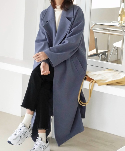 Mayree(メイリー)の「【Mayree】スリットロング オーバーコート 2021AW(チェスターコート・レディース・ブラック/ブラウン/ブルー/アイボリー/モカ・FREE)」の5枚目の写真