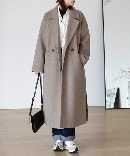 Mayree(メイリー)の「【Mayree】スリットロング オーバーコート 2021AW(チェスターコート・レディース・ブラック/ブラウン/ブルー/アイボリー/モカ・FREE)」の4枚目の写真