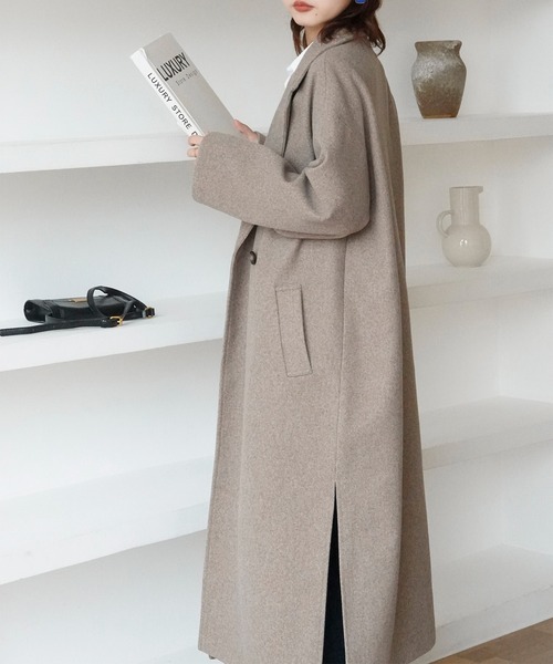 Mayree(メイリー)の「【Mayree】スリットロング オーバーコート 2021AW(チェスターコート・レディース・ブラック/ブラウン/ブルー/アイボリー/モカ・FREE)」の18枚目の写真