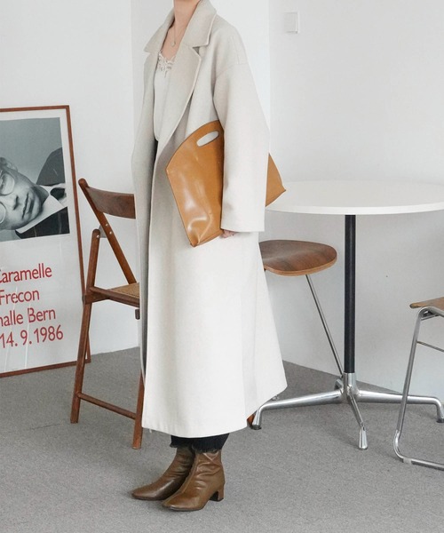 Mayree(メイリー)の「【Mayree】スリットロング オーバーコート 2021AW(チェスターコート・レディース・ブラック/ブラウン/ブルー/アイボリー/モカ・FREE)」の11枚目の写真