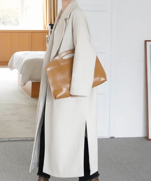 Mayree(メイリー)の「【Mayree】スリットロング オーバーコート 2021AW(チェスターコート・レディース・ブラック/ブラウン/ブルー/アイボリー/モカ・FREE)」の12枚目の写真