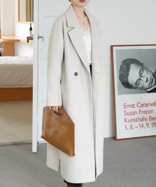 Mayree(メイリー)の「【Mayree】スリットロング オーバーコート 2021AW(チェスターコート・レディース・ブラック/ブラウン/ブルー/アイボリー/モカ・FREE)」の14枚目の写真