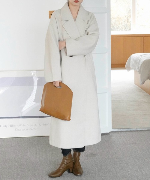 Mayree(メイリー)の「【Mayree】スリットロング オーバーコート 2021AW(チェスターコート・レディース・ブラック/ブラウン/ブルー/アイボリー/モカ・FREE)」の16枚目の写真