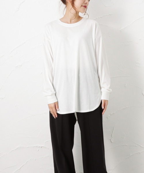 NAVY(ネイビー)の「フードベスト+ロングスリーブTシャツセット アンサンブル(Tシャツ/カットソー・レディース・グレイッシュベージュ/チャコール/カーキ・フリー)」の18枚目の写真
