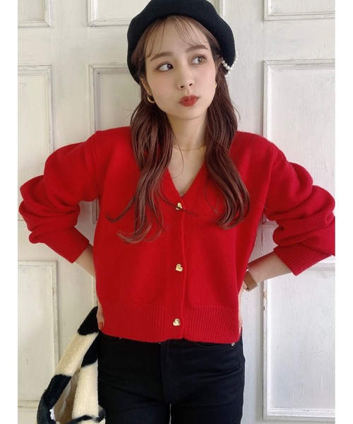 jumelle(ジュメロ)の「Vネックカーディガン(カーディガン/ボレロ・レディース・ブラウン/レッド・FREE)」の2枚目の写真