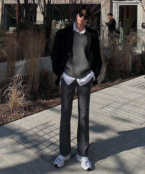 ASCLO（エジュクロ）の「ASCLO +5cmセミブーツカットスラックス（スラックス・メンズ・チャコールグレー/ブラック・SMALL/MEDIUM/LARGE）」の20枚目の写真