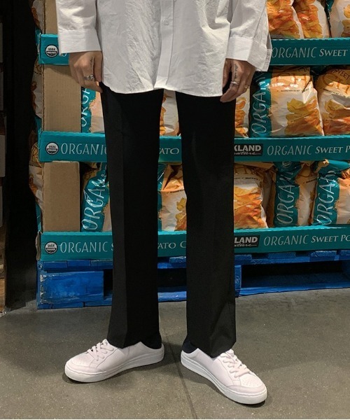 ASCLO（エジュクロ）の「ASCLO +5cmセミブーツカットスラックス（スラックス・メンズ・チャコールグレー/ブラック・SMALL/MEDIUM/LARGE）」の9枚目の写真