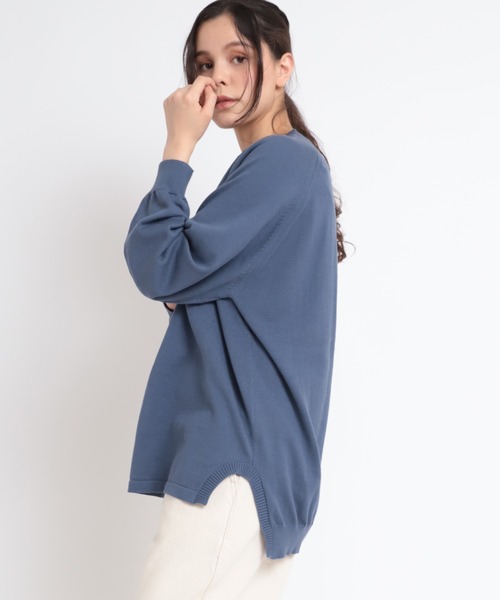 RNA-N（アールエヌエーエヌ）の「K2575 コットンラグランプルオーバー（ニット/セーター・レディース・グレイッシュブルー/ライトカーキ/キナリ/ライトグレー・MEDIUM）」の4枚目の写真