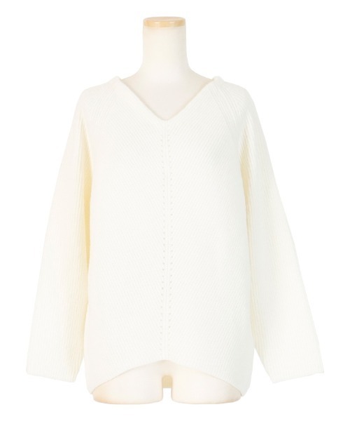 AMBIENT（アンビエント）の「Vﾈｯｸｱｲﾚｯﾄﾗｲﾝﾆｯﾄ（ニット/セーター・レディース・オフホワイト/ブルーグレー/ベージュ・FREE）」の4枚目の写真
