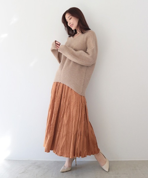 AMBIENT（アンビエント）の「Vﾈｯｸｱｲﾚｯﾄﾗｲﾝﾆｯﾄ（ニット/セーター・レディース・オフホワイト/ブルーグレー/ベージュ・FREE）」の7枚目の写真