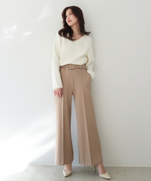 AMBIENT（アンビエント）の「Vﾈｯｸｱｲﾚｯﾄﾗｲﾝﾆｯﾄ（ニット/セーター・レディース・オフホワイト/ブルーグレー/ベージュ・FREE）」の11枚目の写真