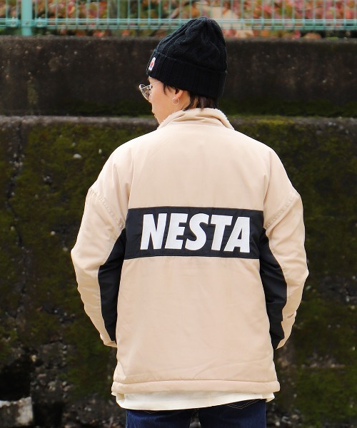 NESTA BRAND(ネスタブランド)の「裏ボアリバーシブルドロップショルダージャケット(ブルゾン・メンズ・ベージュ/レッド・XL/L/M/XXL)」の4枚目の写真