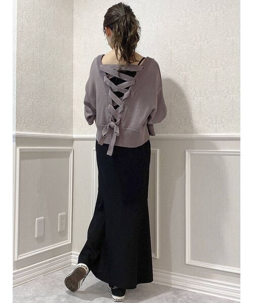 dazzlin（ダズリン）の「レースアップVネックカーディガン（カーディガン/ボレロ・レディース・オフホワイト/パープル/モカ・FREE）」の14枚目の写真