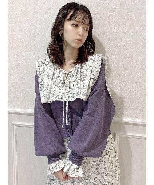 dazzlin（ダズリン）の「レースアップVネックカーディガン（カーディガン/ボレロ・レディース・オフホワイト/パープル/モカ・FREE）」の15枚目の写真