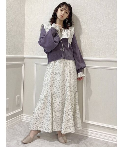 dazzlin（ダズリン）の「レースアップVネックカーディガン（カーディガン/ボレロ・レディース・オフホワイト/パープル/モカ・FREE）」の16枚目の写真