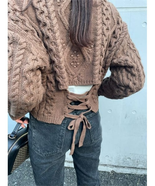 MOUSSY(マウジー)の「BACK OPEN セーター(ニット/セーター・レディース・ダークブラウン/パープル/ライトベージュ/アイボリー・FREE)」の8枚目の写真