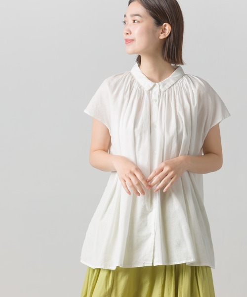 OMNES（オムネス）の「リネンコットンボイルフレンチスリーブブラウス（シャツ/ブラウス・レディース・ホワイト/ブラック/グレー/ブルー・FREE）」の20枚目の写真