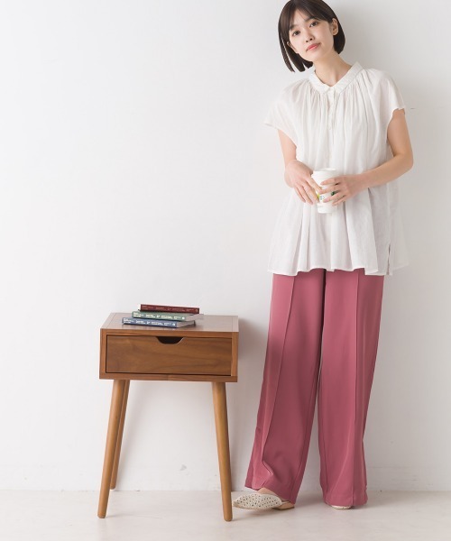 OMNES（オムネス）の「リネンコットンボイルフレンチスリーブブラウス（シャツ/ブラウス・レディース・ホワイト/ブラック/グレー/ブルー・FREE）」の7枚目の写真