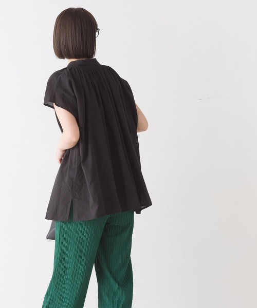 OMNES（オムネス）の「リネンコットンボイルフレンチスリーブブラウス（シャツ/ブラウス・レディース・ホワイト/ブラック/グレー/ブルー・FREE）」の11枚目の写真