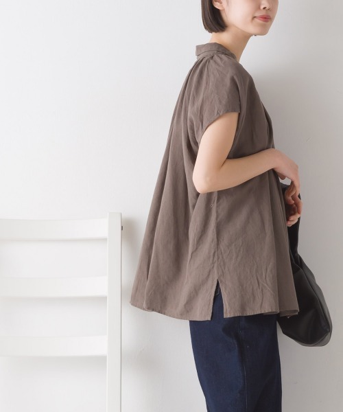 OMNES（オムネス）の「リネンコットンボイルフレンチスリーブブラウス（シャツ/ブラウス・レディース・ホワイト/ブラック/グレー/ブルー・FREE）」の16枚目の写真