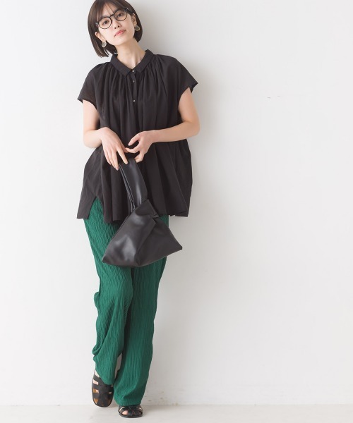 OMNES（オムネス）の「リネンコットンボイルフレンチスリーブブラウス（シャツ/ブラウス・レディース・ホワイト/ブラック/グレー/ブルー・FREE）」の14枚目の写真