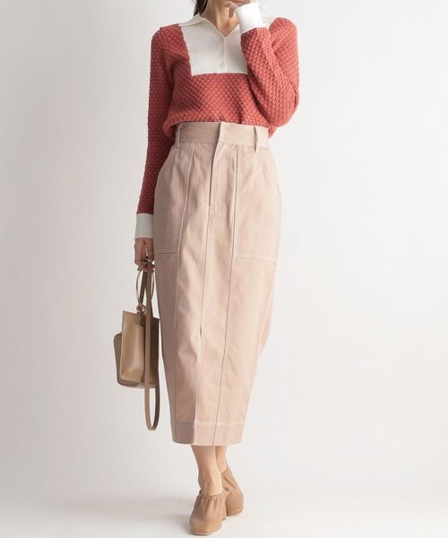 Andemiu（アンデミュウ）の「ステッチワークペンシルスカート270582（デニムスカート・レディース・ホワイト/ベージュ/ネイビー・FREE）」の20枚目の写真