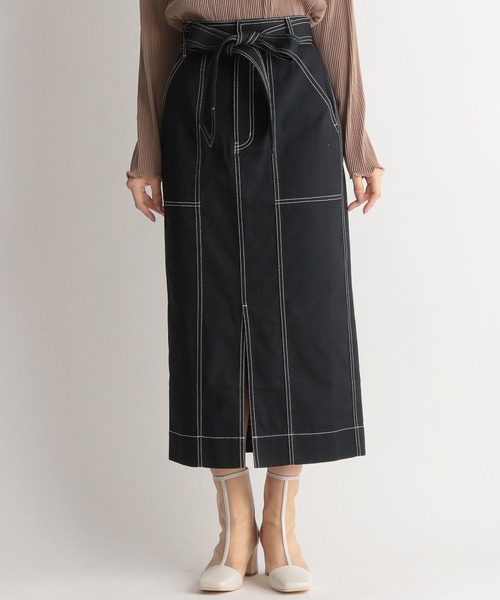 Andemiu（アンデミュウ）の「ステッチワークペンシルスカート270582（デニムスカート・レディース・ホワイト/ベージュ/ネイビー・FREE）」の14枚目の写真