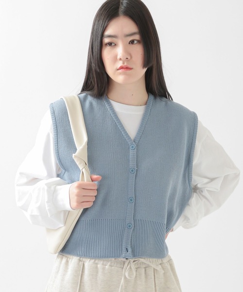 ALAND(エーランド)の「3.3Field Trip/BUTTON UP VEST 2273859(ベスト・レディース・ライトブルー/ネイビー・FREE)」の12枚目の写真