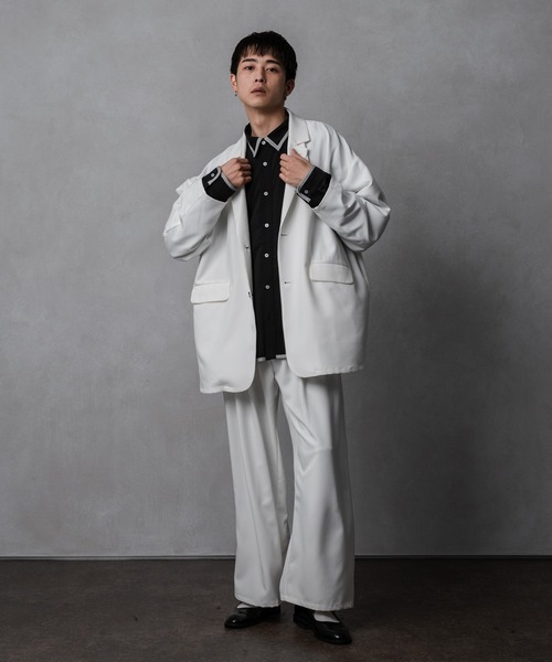 Adoon plain（アドーンプレーン）の「【Adoon plain】シングルテーラードジャケット（セットアップ着用可！）（テーラードジャケット・メンズ・ホワイト/ブラック/ダークブラウン・MEDIUM/LARGE）」の4枚目の写真