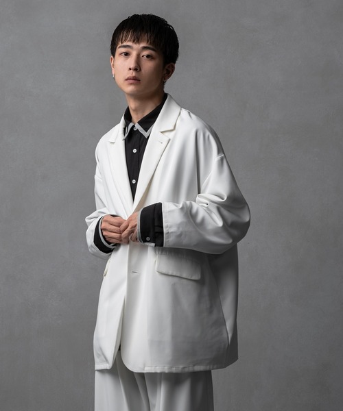 Adoon plain（アドーンプレーン）の「【Adoon plain】シングルテーラードジャケット（セットアップ着用可！）（テーラードジャケット・メンズ・ホワイト/ブラック/ダークブラウン・MEDIUM/LARGE）」の8枚目の写真