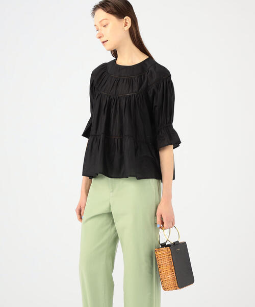 TOMORROWLAND （トゥモローランド）の「VIOLAd'ORO レザー ラタンコンビ ショルダーバッグ（ショルダーバッグ・レディース・ブラック系その他・FREE）」の2枚目の写真